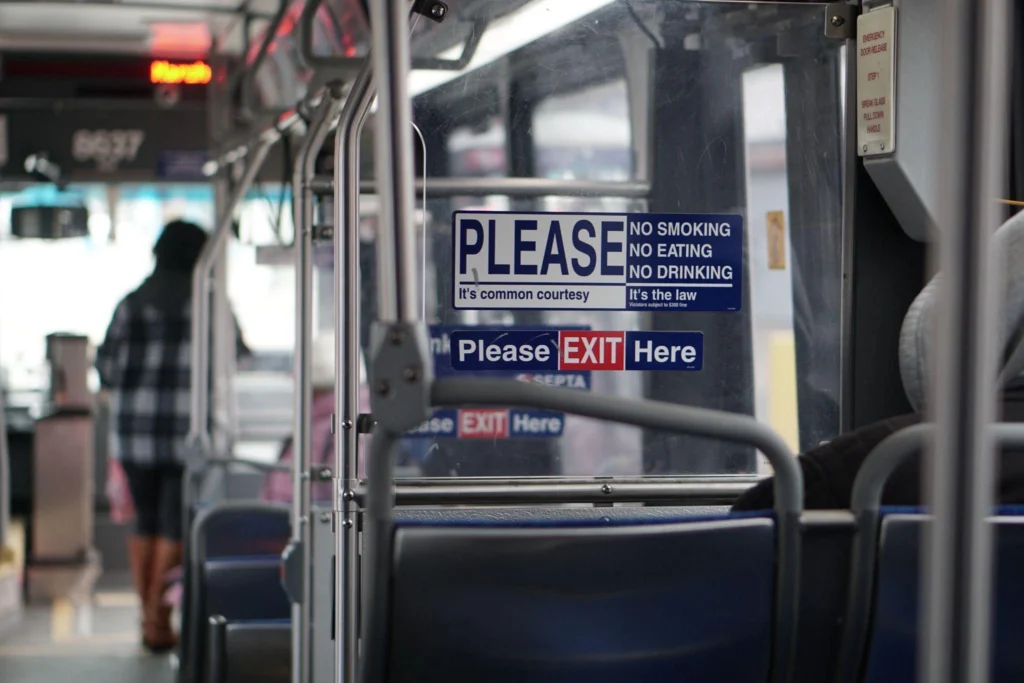 inside of a SEPTA bus
